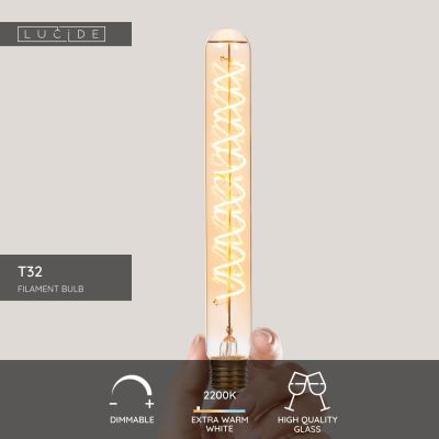 Lucide T32 - Filament bulb - Ø 3,2 cm - E27 - 1x4,9W 2200K - Amber